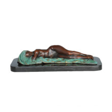 Женские украшения искусства бронзовая скульптура Заспанную девочку крытый резьба Латунь статуя ТПЭ-578
